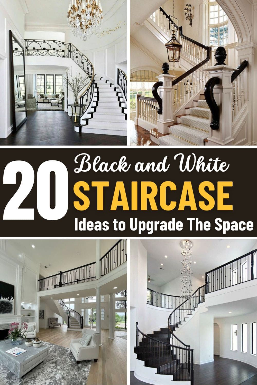 20 Stunning Black and White Stair Designs From Minimalist to Luxurious