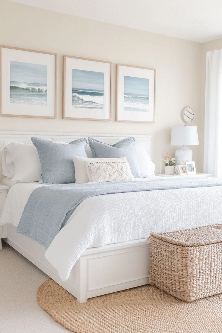 Tranquil Coastal-Inspired White Bedroom Design