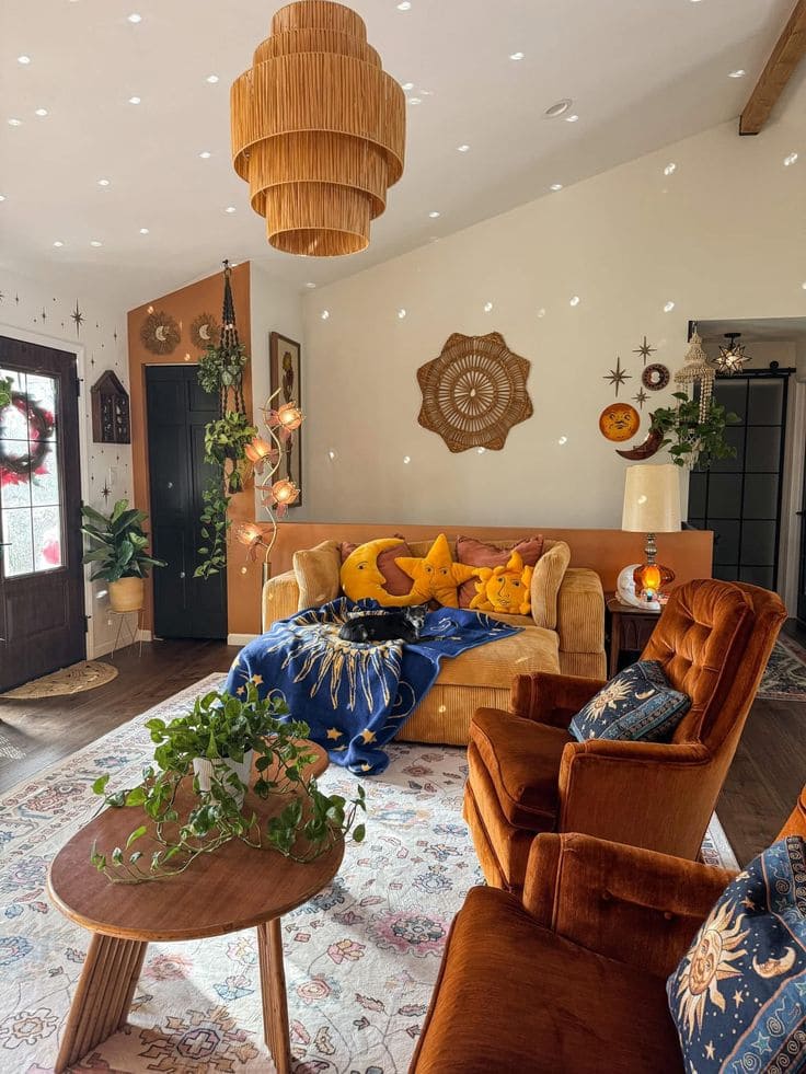 Whimsical and Cozy Earthy Living Room Escape