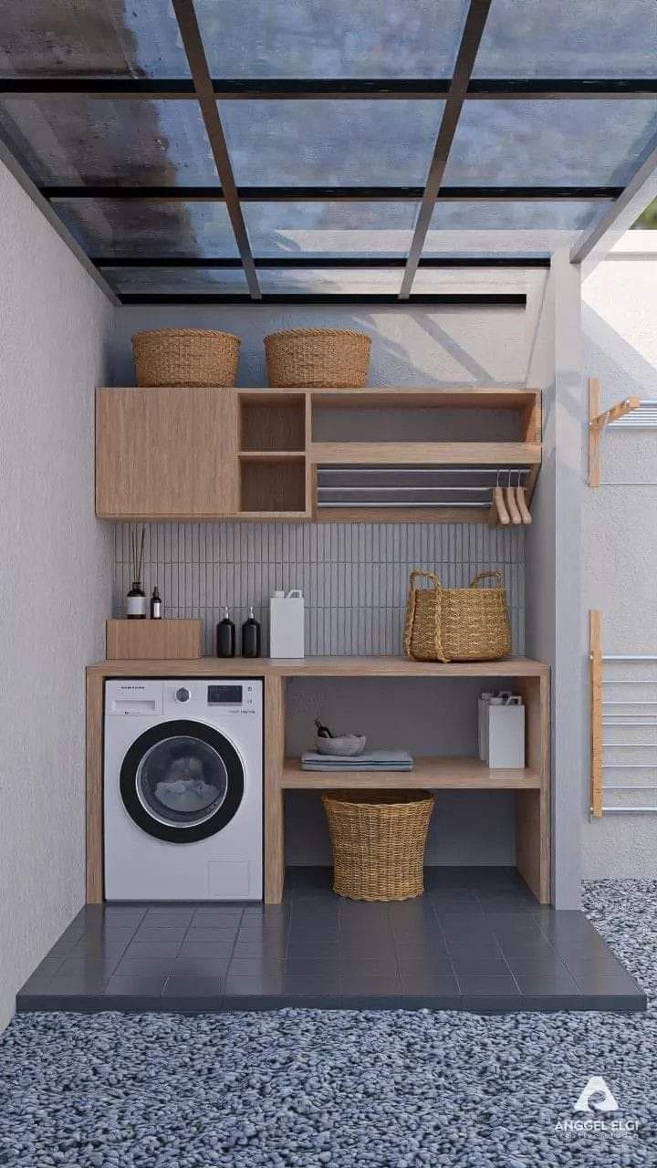 Airy Minimalist Laundry Corner