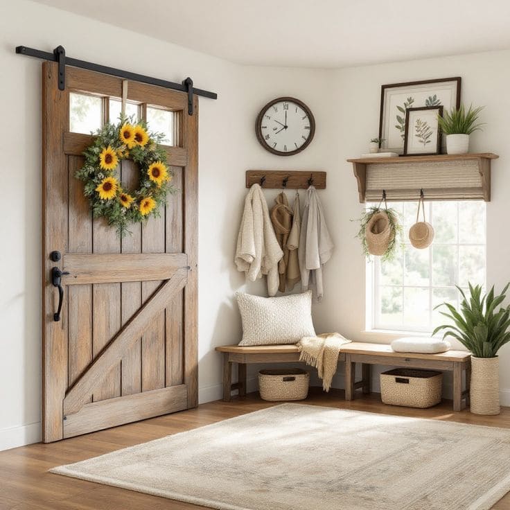 Airy Sunlit Farmhouse Entryway Escape