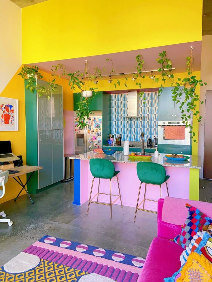 Bold Color-Blocked Kitchen Space