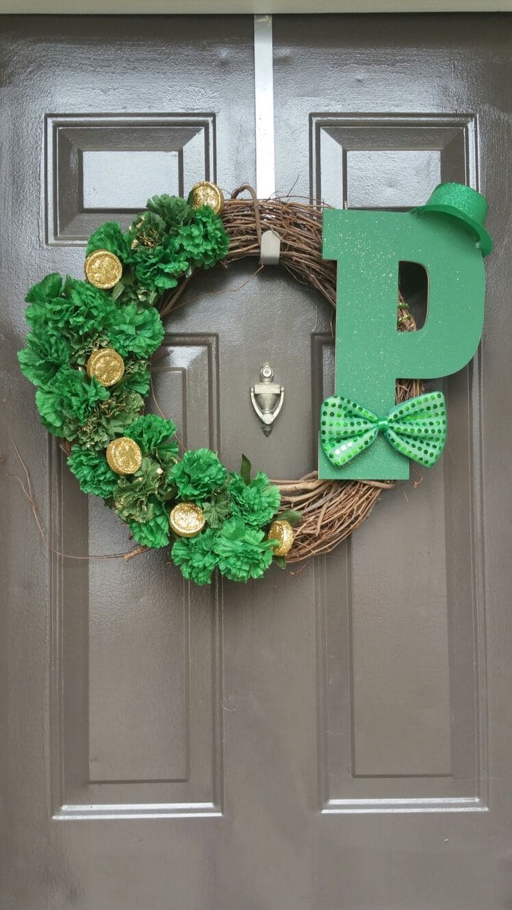 Colorful DIY St. Patricks Day Wreath with Tissue Paper