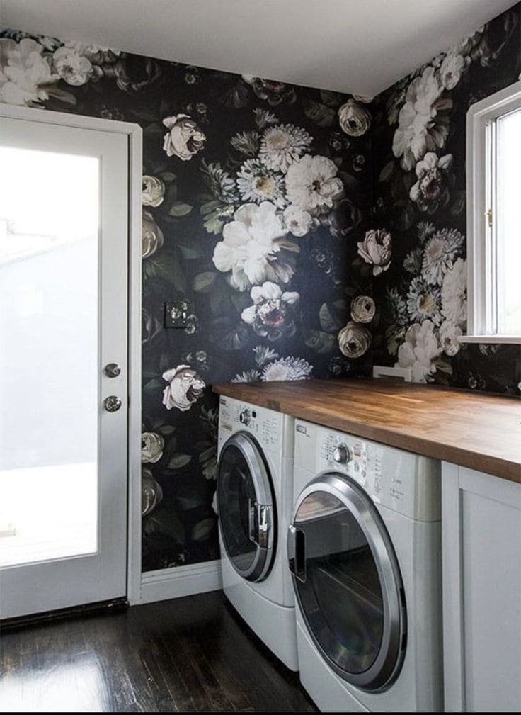 Dramatic Floral Elegance Laundry Room