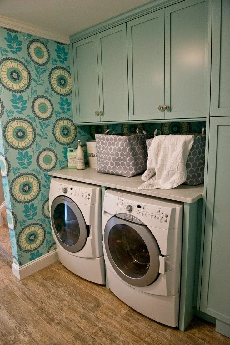 Elegant Floral Serenity Laundry Room