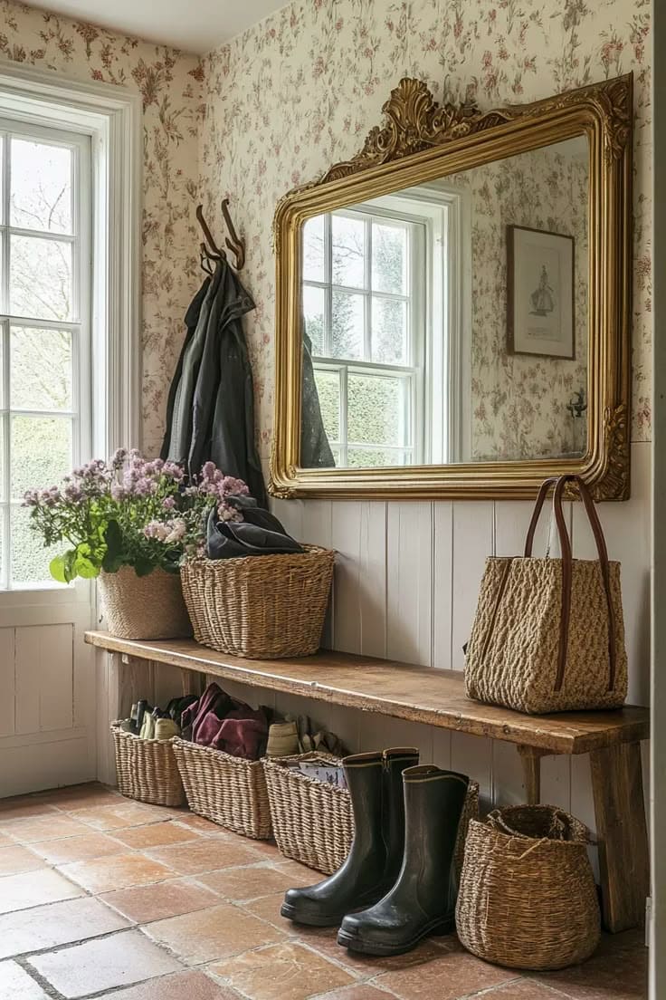 Elegant Vintage Farmhouse Entryway Charm