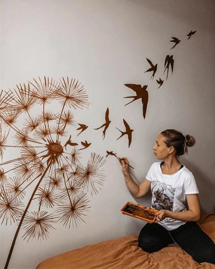 Graceful Dandelion Flight Scene
