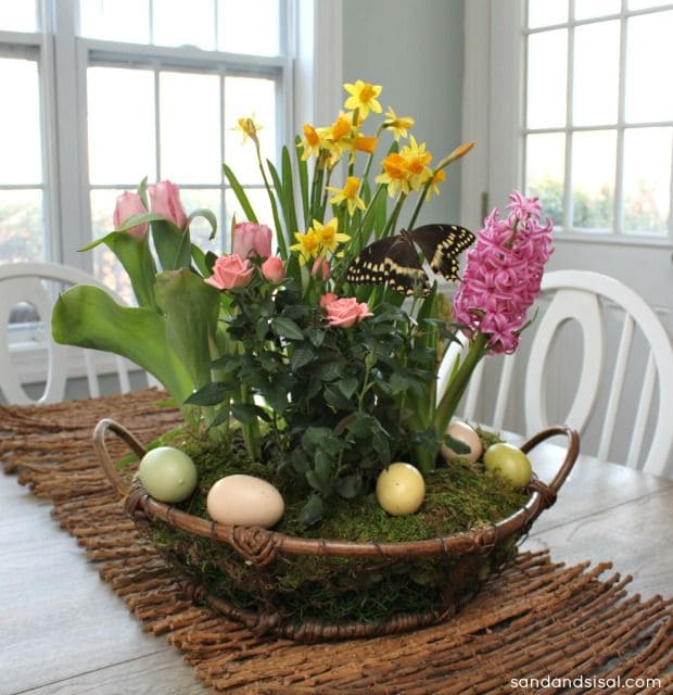 Lively Floral Egg Basket