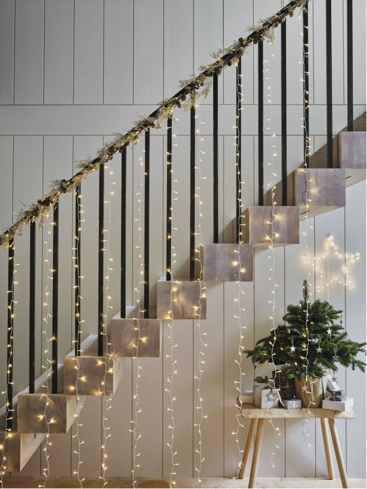 Magical Twinkling Lights Staircase Elegance