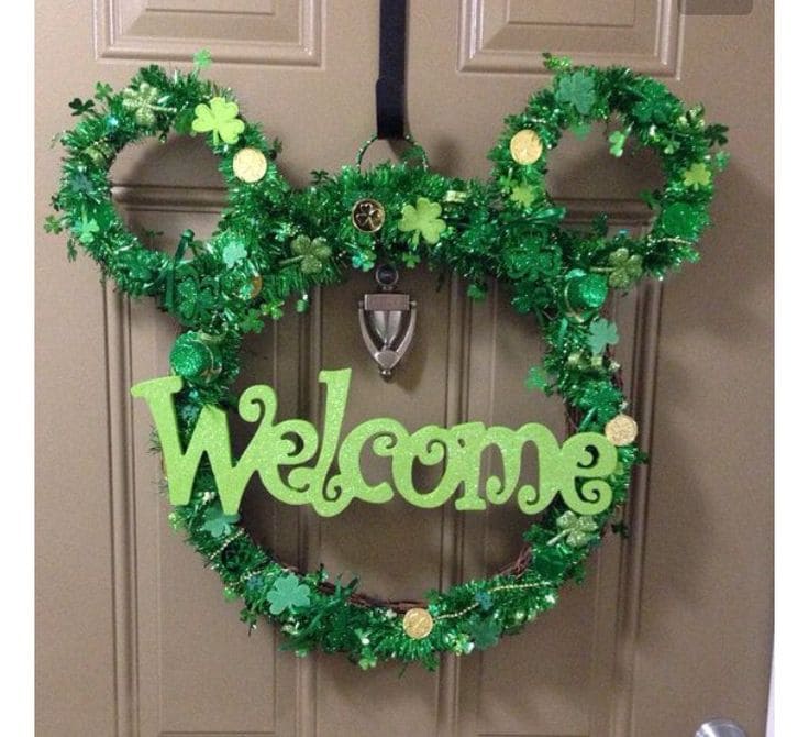 Mickey Mouse-Themed St. Patricks Day Wreath