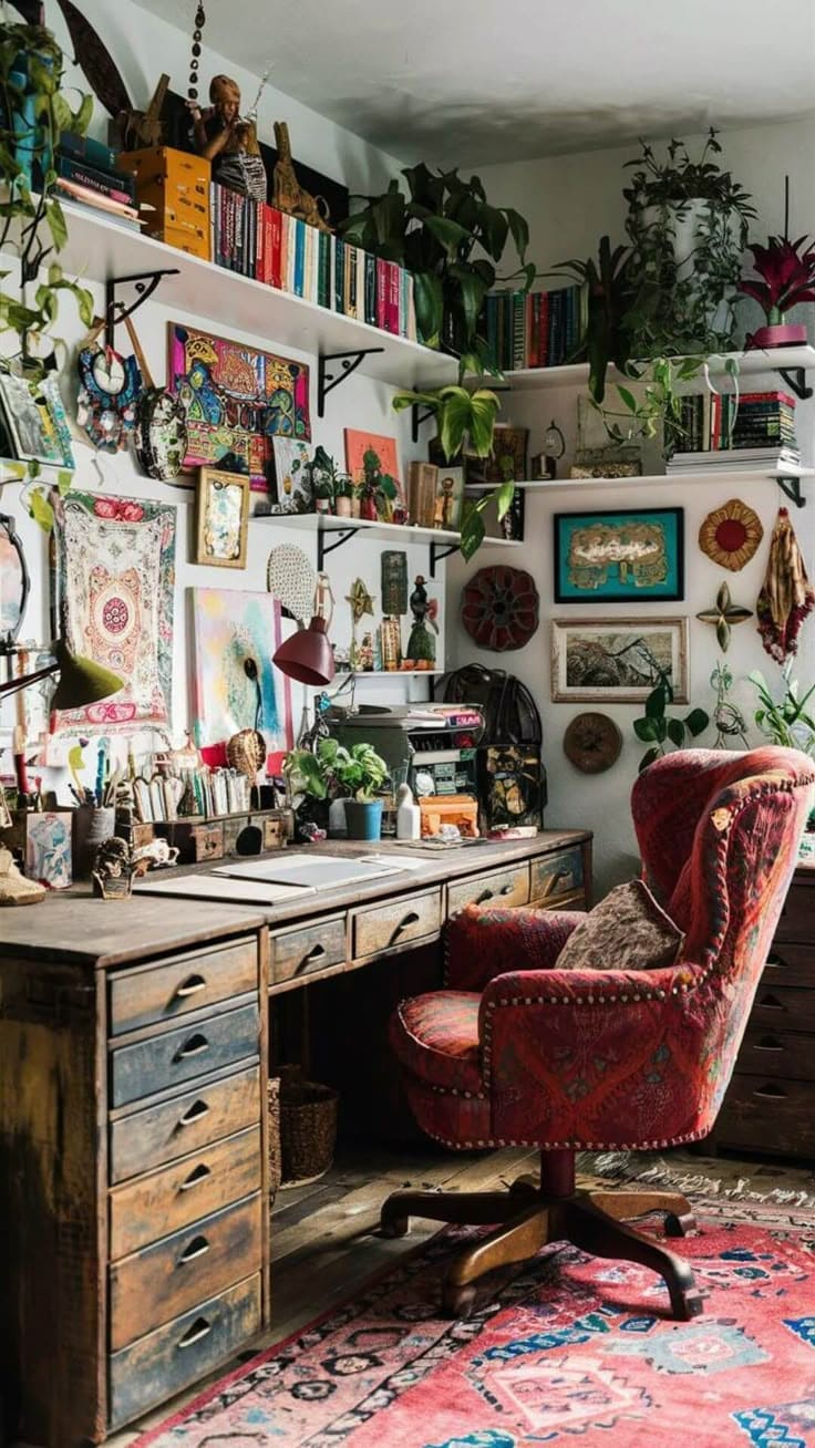 Retro Plant-Filled Workspace Charm