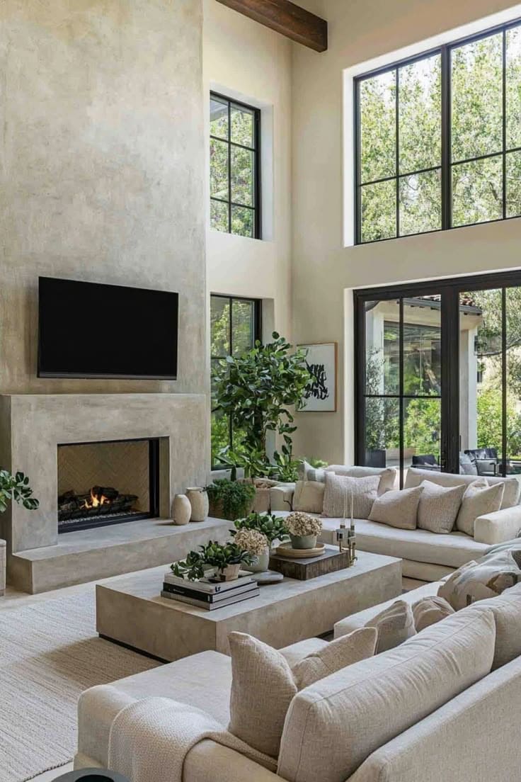 Serene Minimalist Fireplace Escape