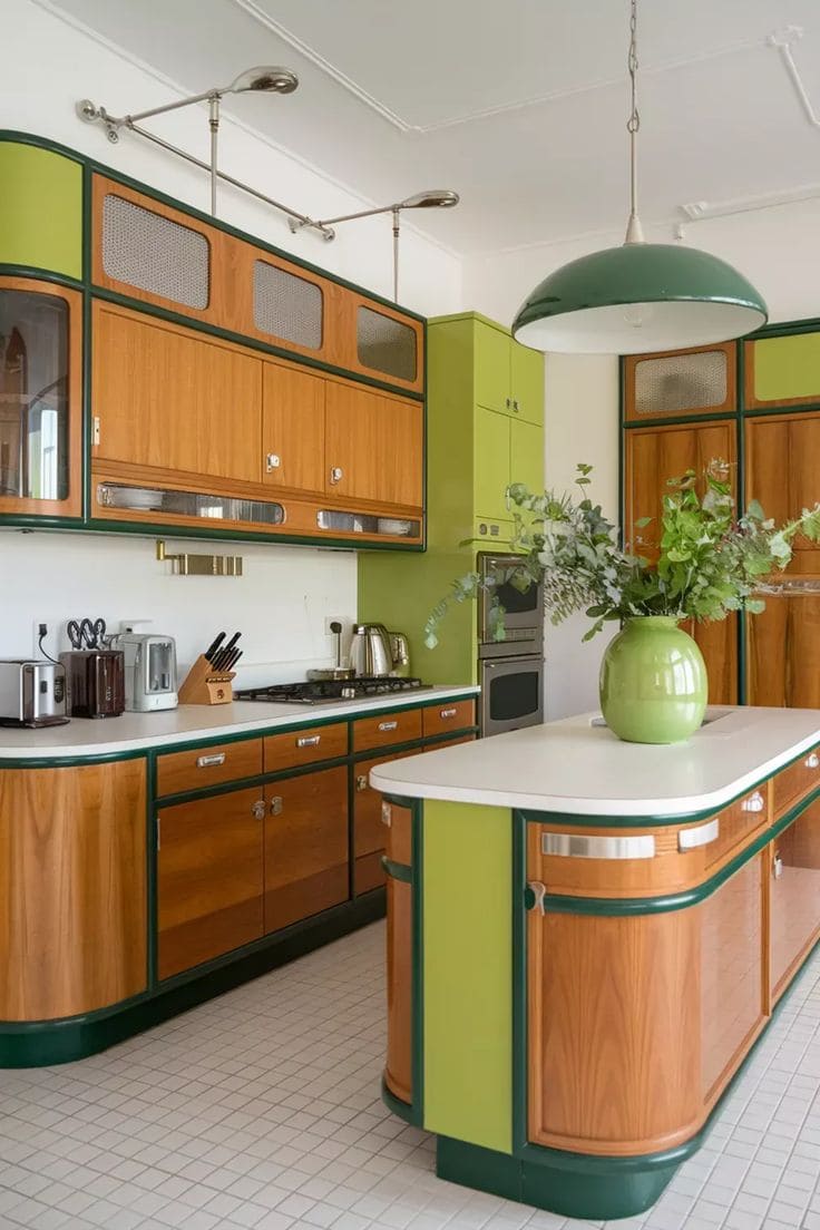Sleek Green Retro Kitchen