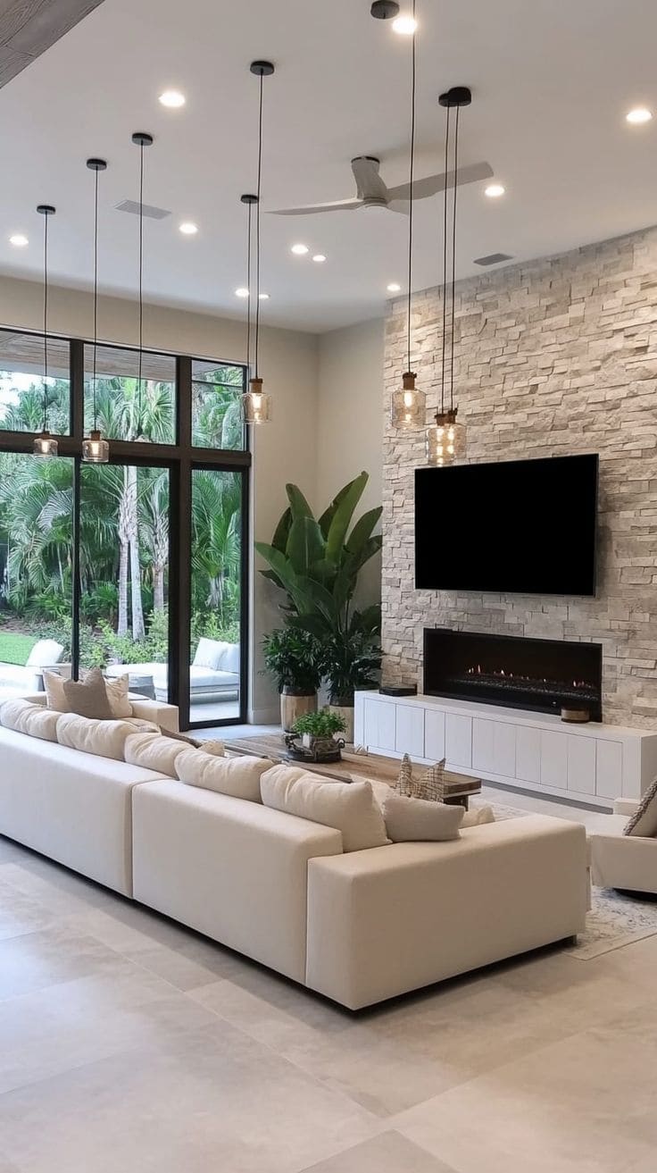 Sleek Modern Fireplace Oasis