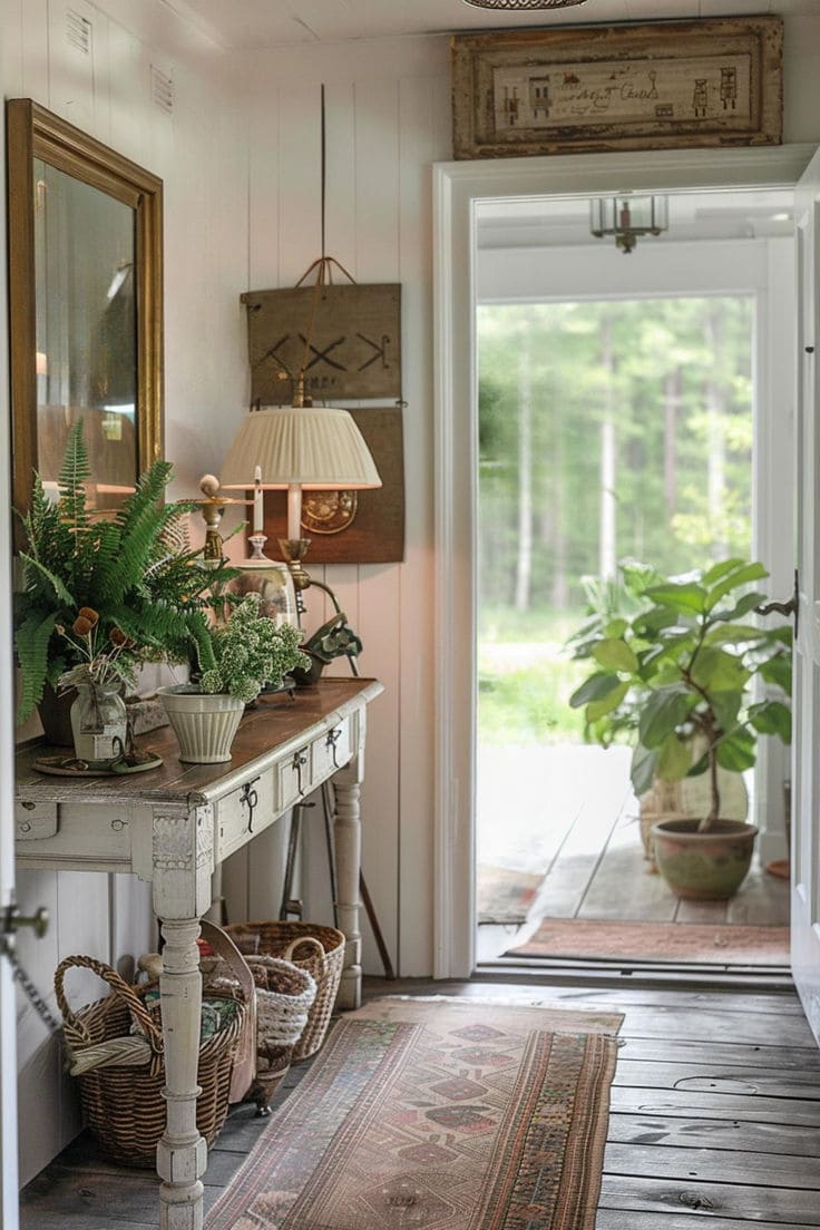 Tranquil Lush Farmhouse Entryway Retreat