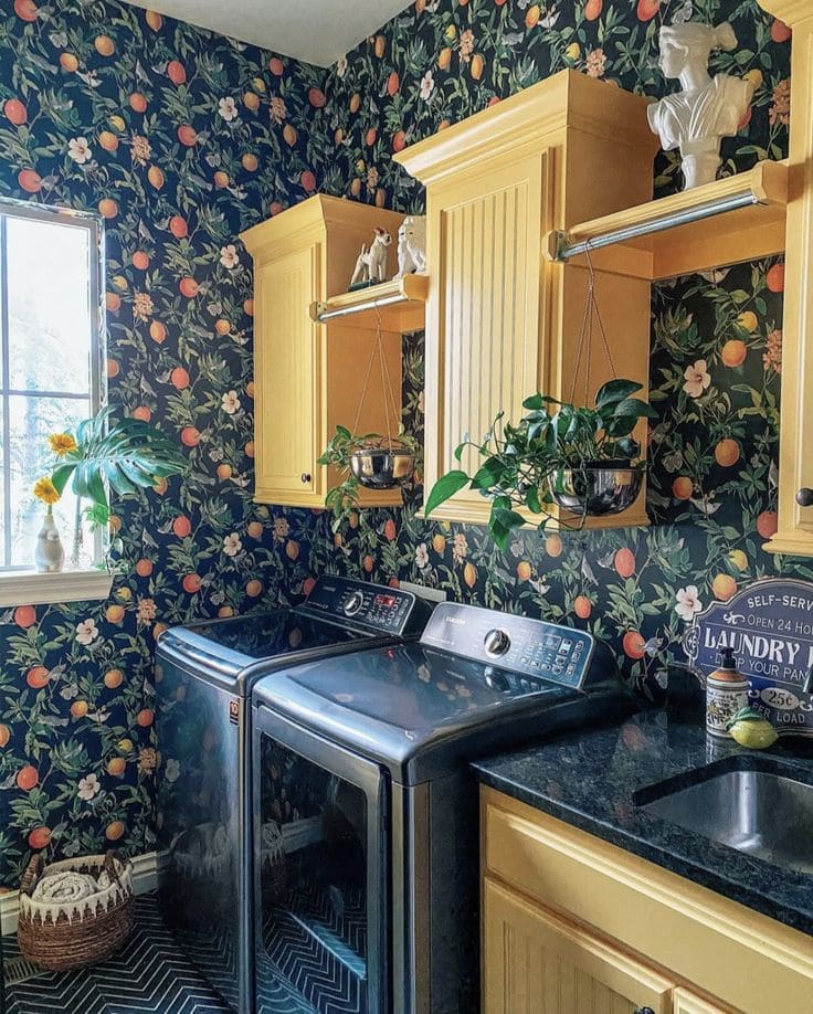 Vibrant Citrus Oasis Laundry Room