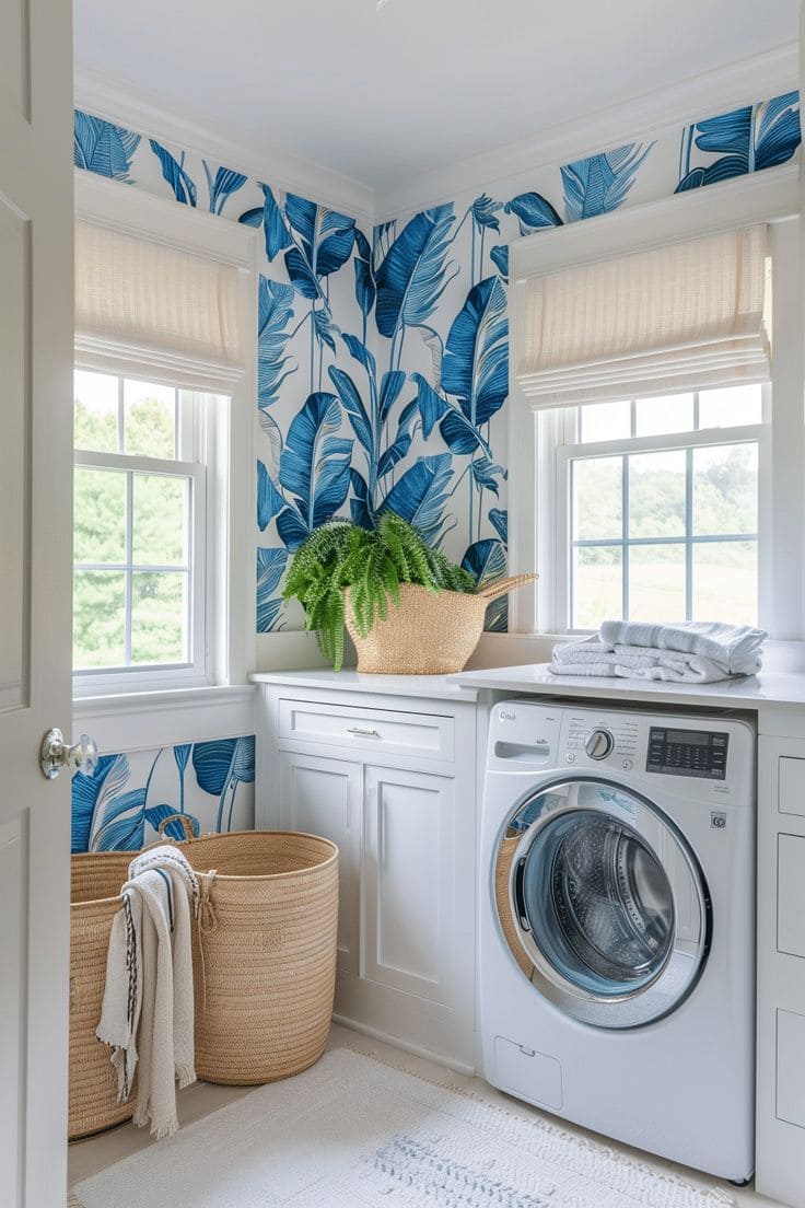 Vibrant Leafy Retreat Laundry Room