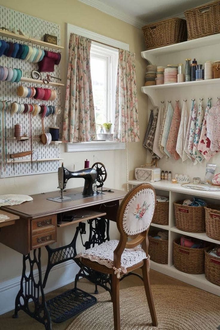 Vintage Sewing Workspace Charm