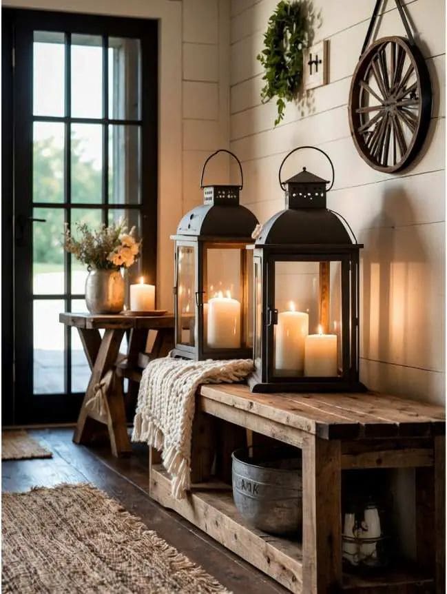 Warm Cozy Farmhouse Entryway Glow
