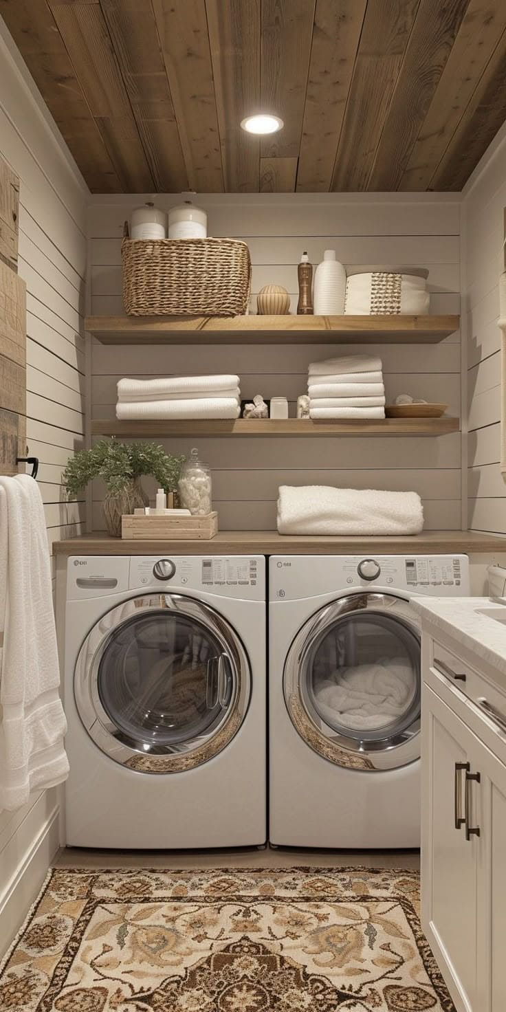 Warm Rustic Laundry Nook