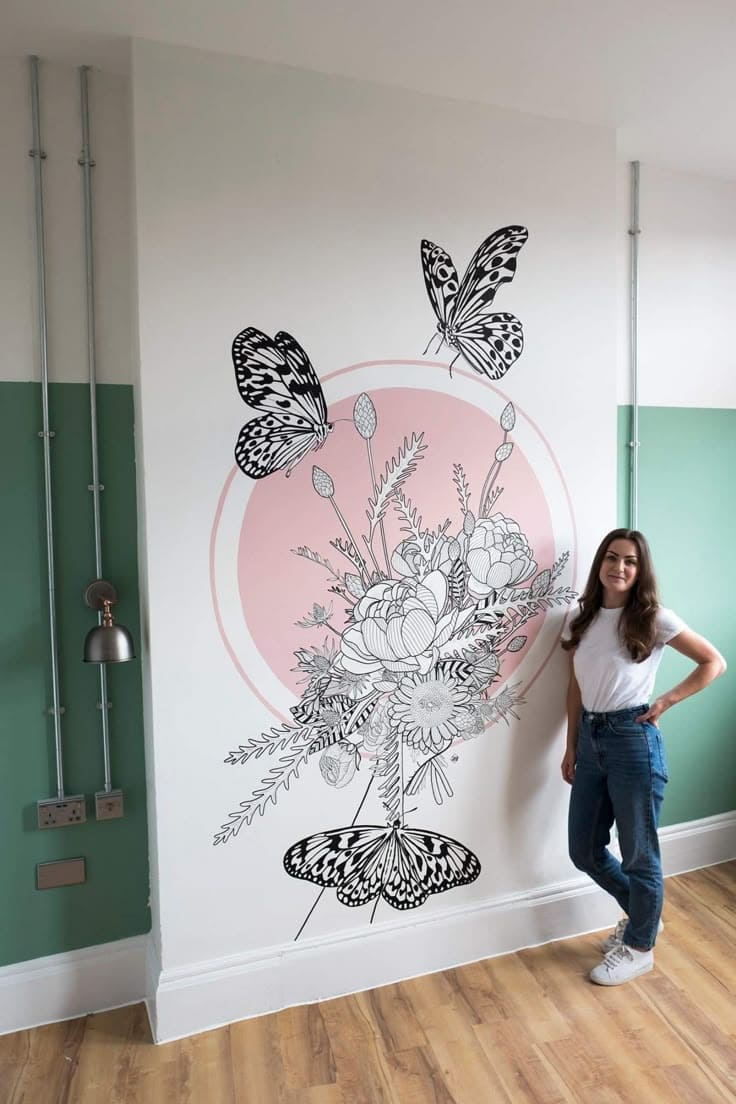 Whimsical Butterfly Floral Circle