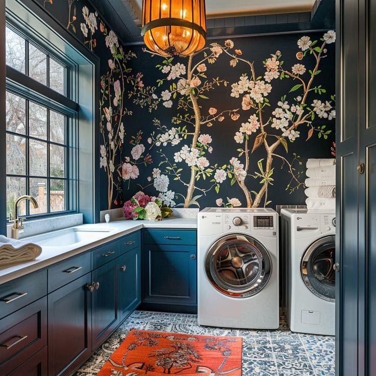 Whimsical Leafy Dream Laundry Room