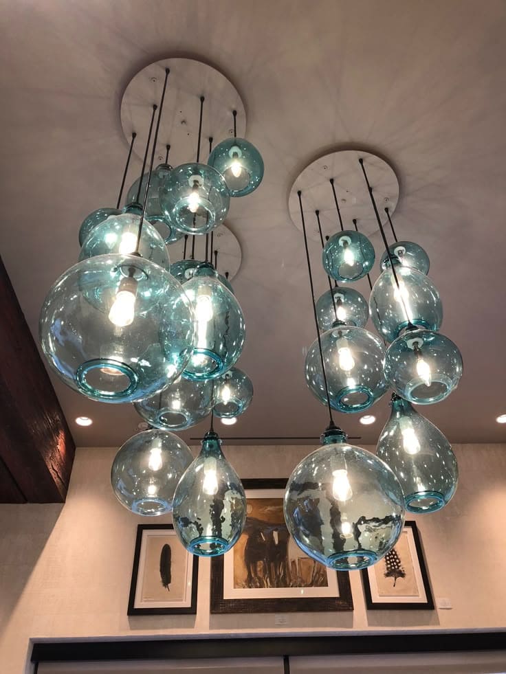 Aqua Droplet Glass Pendant Chandelier
