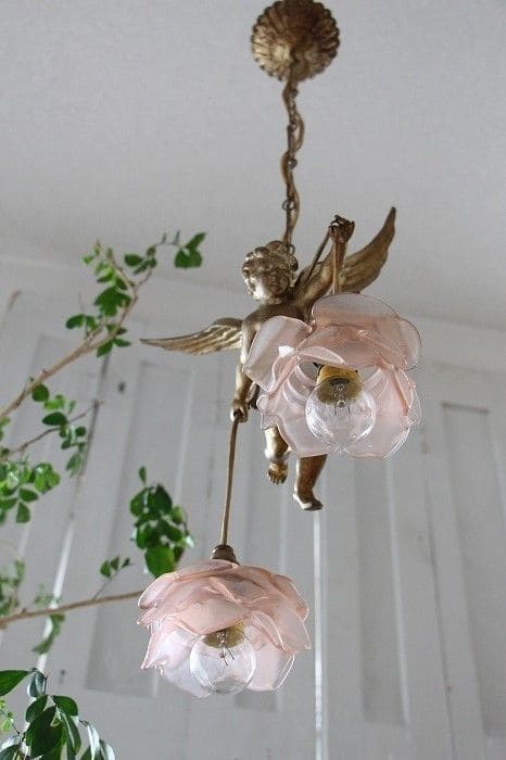 Charming Cherub With Rose Pendant Glow