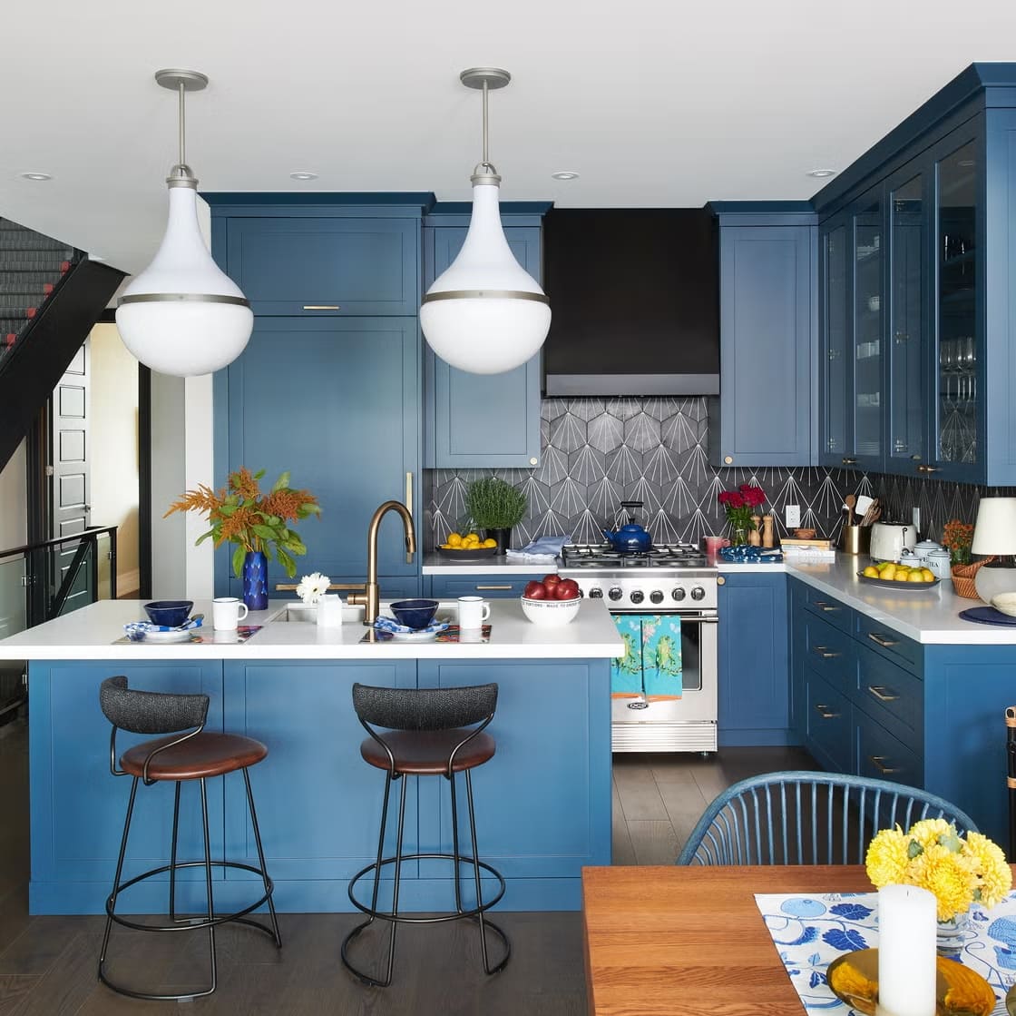 Chic Coastal Charm with Soft Blue Cabinets