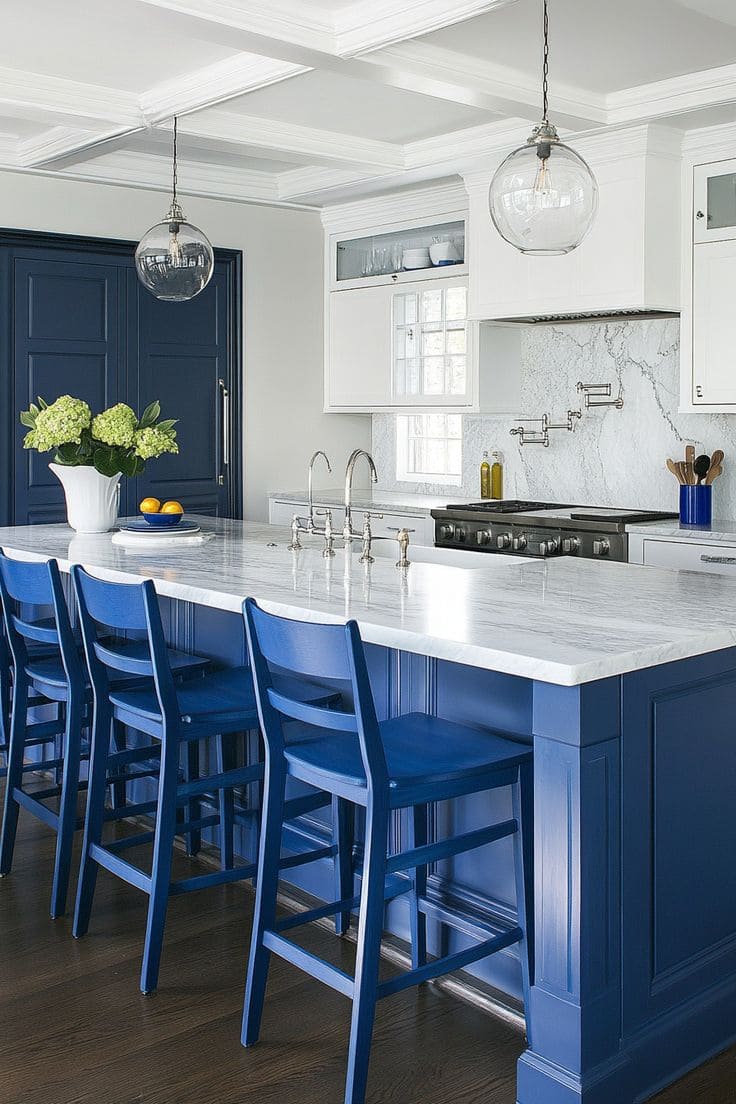 Crisp White and Blue Contrast Elegance