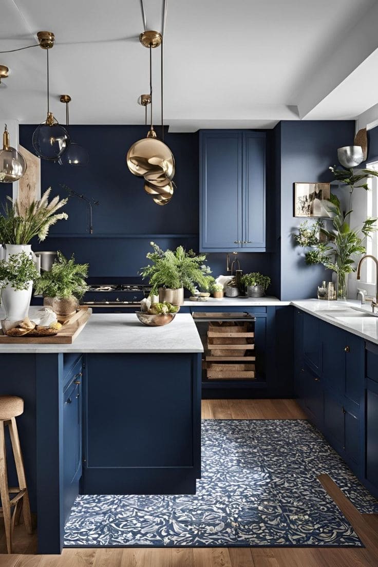 Deep Blue Elegance with Golden Accents