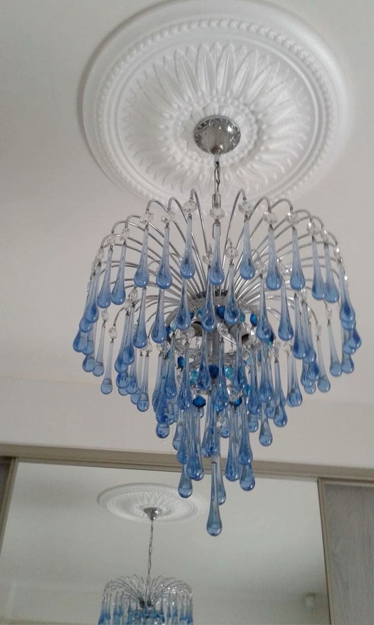 Elegant Blue Drop Crystal Chandelier Design