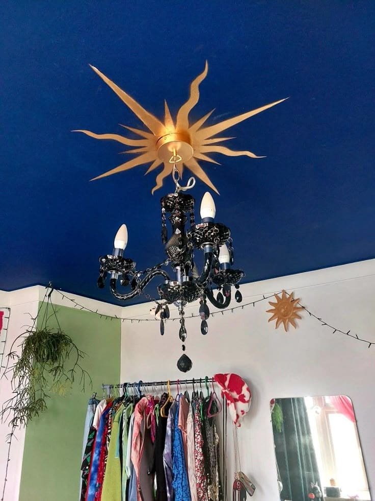 Sunburst Ceiling Accent with Gothic Chandelier