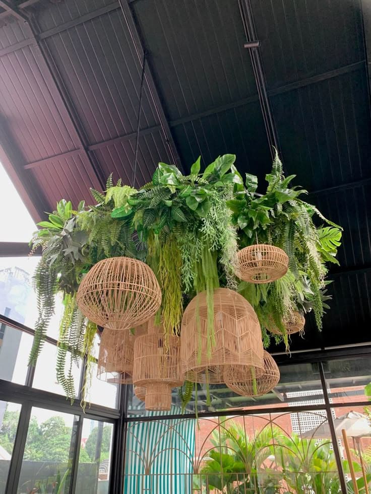 Tropical Rattan and Jungle Ceiling Display