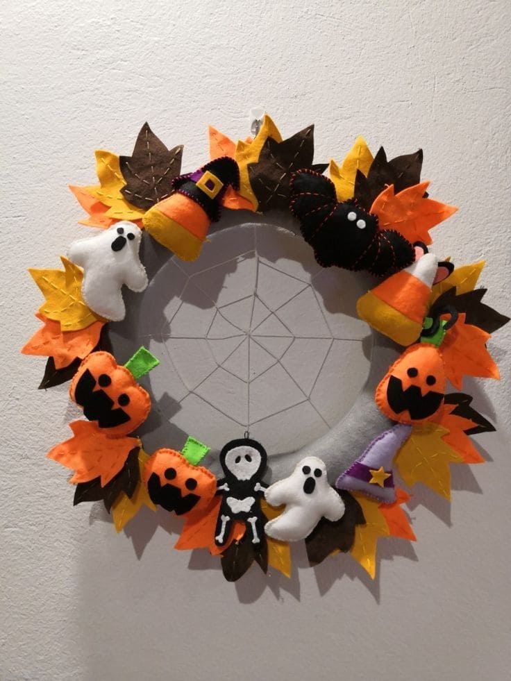 Adorable Felt Halloween Character Wreath