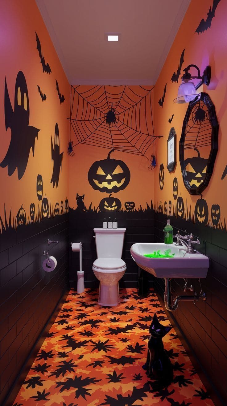 Bold Halloween Bathroom Makeover