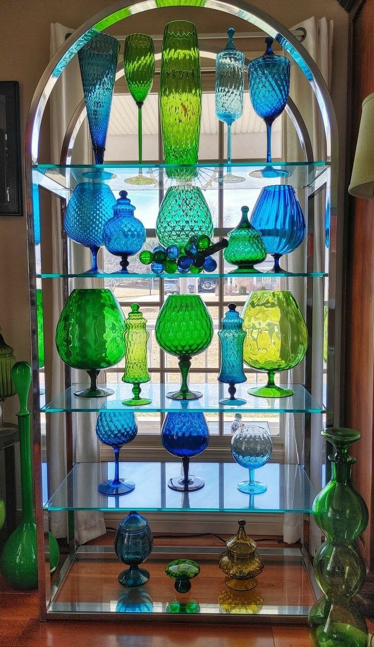 Bold and Brilliant Colored Glass Cabinet