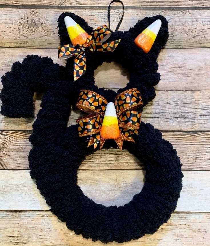 Candy Corn Cat Wreath