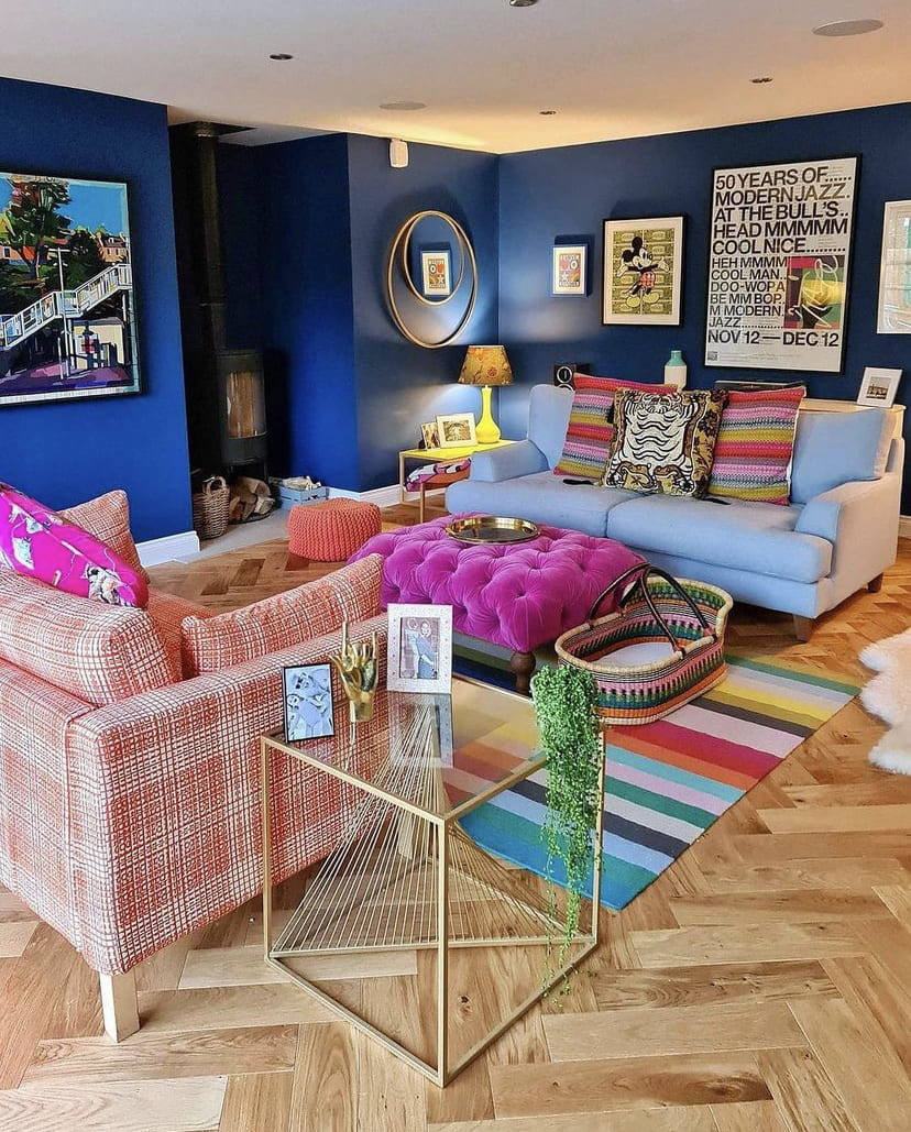 Color-Pop Lounge With Retro Flair