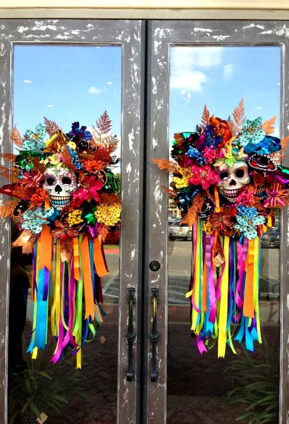 Colorful Day of the Dead Skull Wreaths