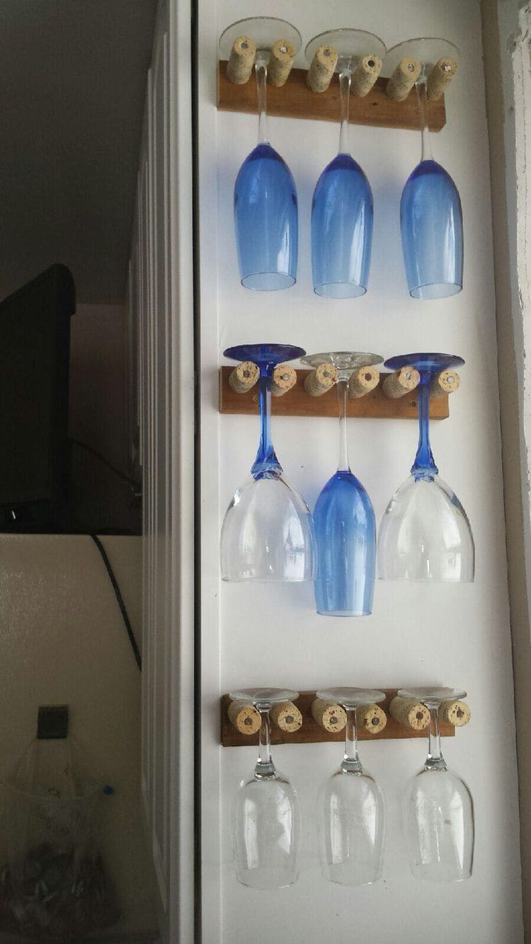 Cork-Mounted Trio Rack with Pop of Blue