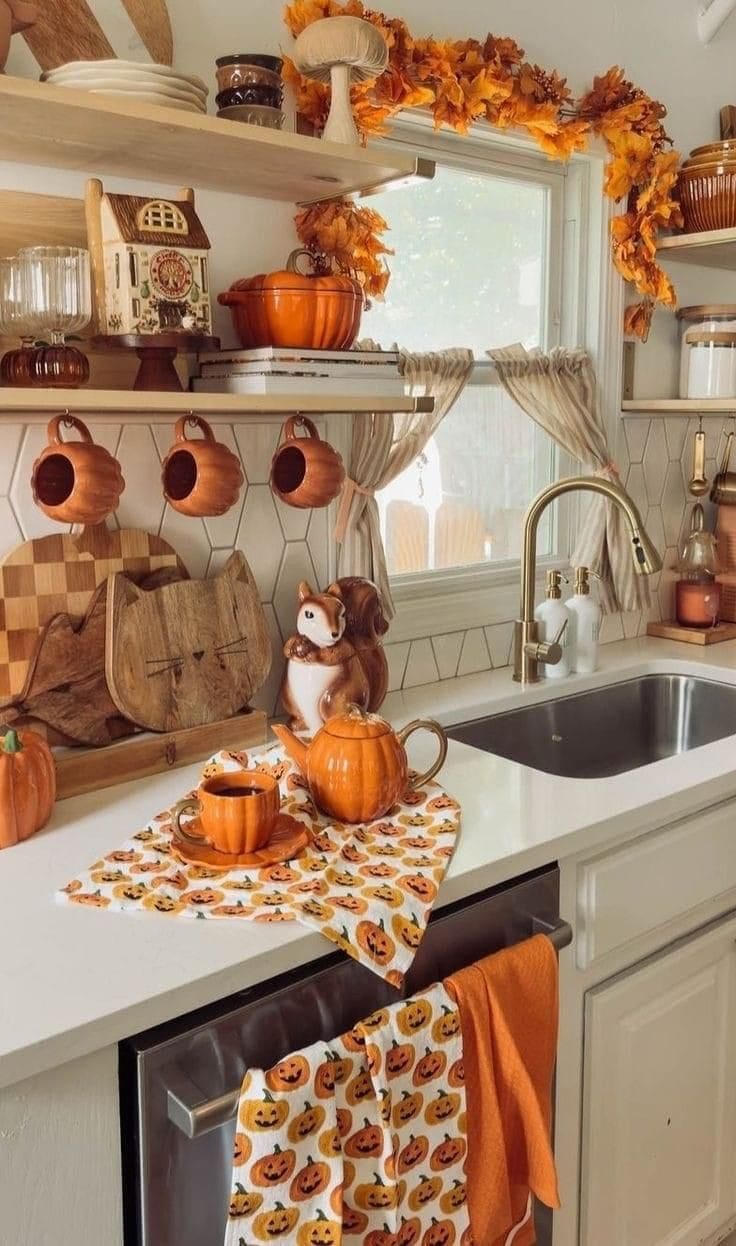 Cozy Pumpkin Accents Around the Sink