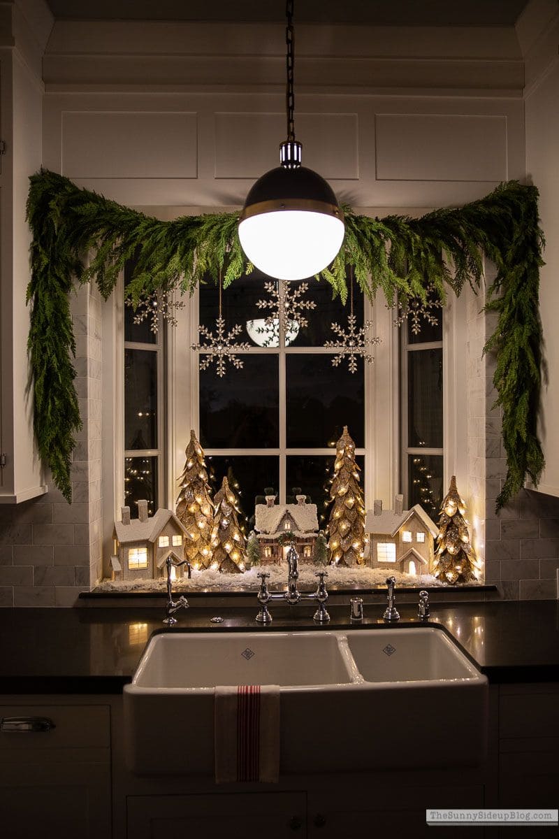 Cozy Winter Village Kitchen Window Display
