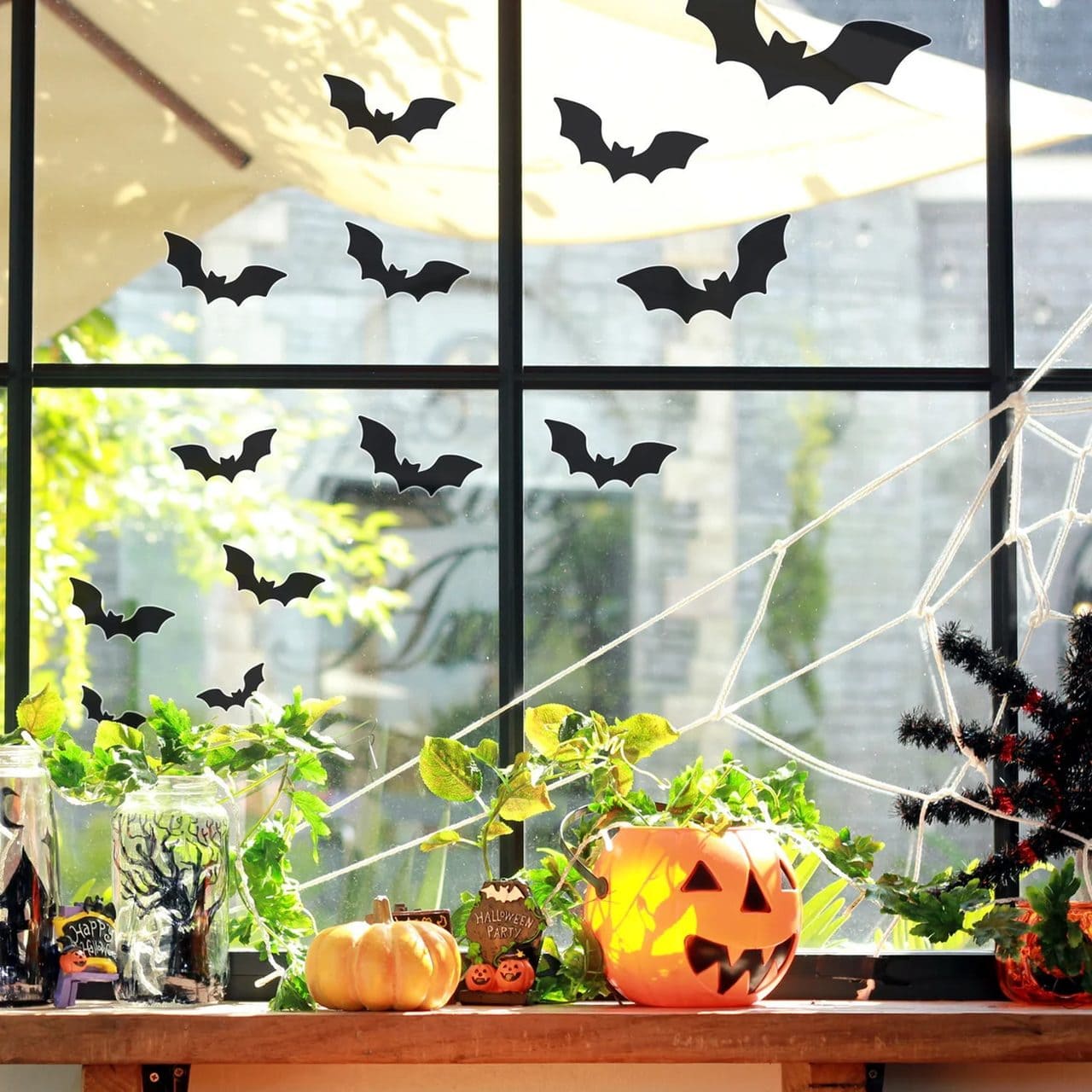 Daylight Bat Swarm Window Scene