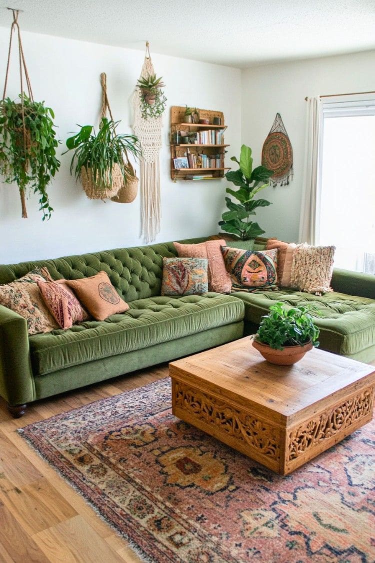 Earthy Boho Jungle Living Space