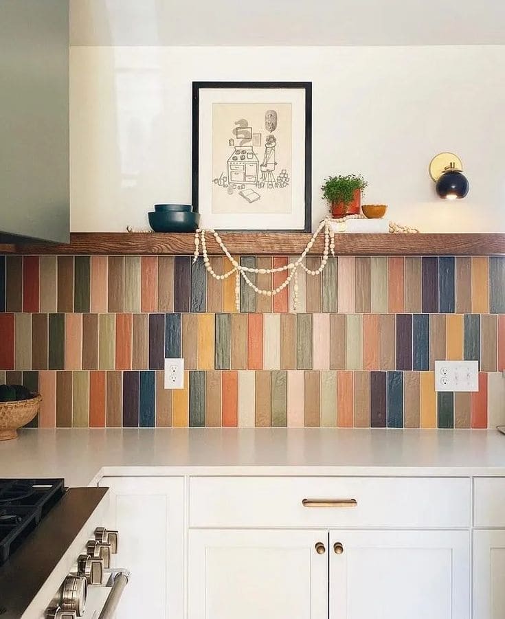 Earthy Rainbow Tile Wall