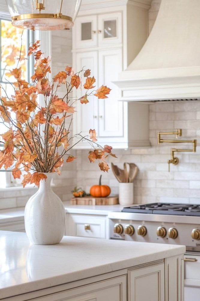 Elegant White Kitchen With Fall Accents
