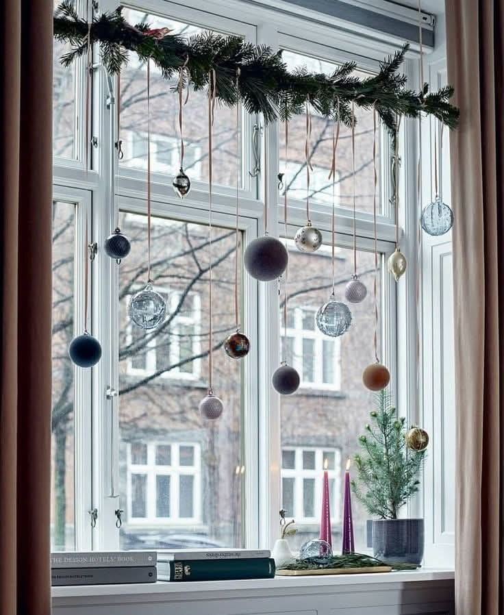 Floating Baubles Window Display