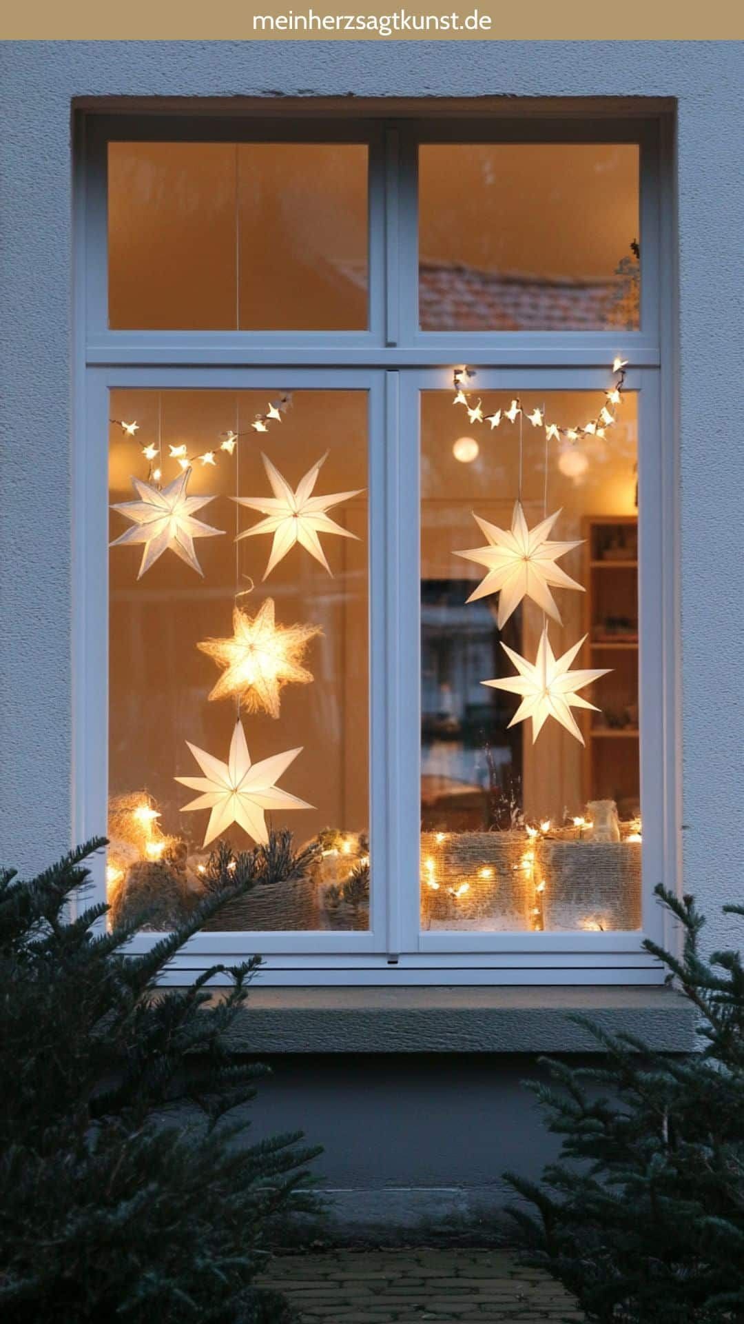 Glowing Paper Star Window Display