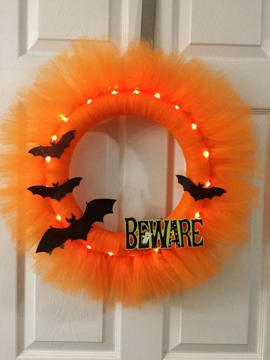 Glowing Tulle Beware Wreath